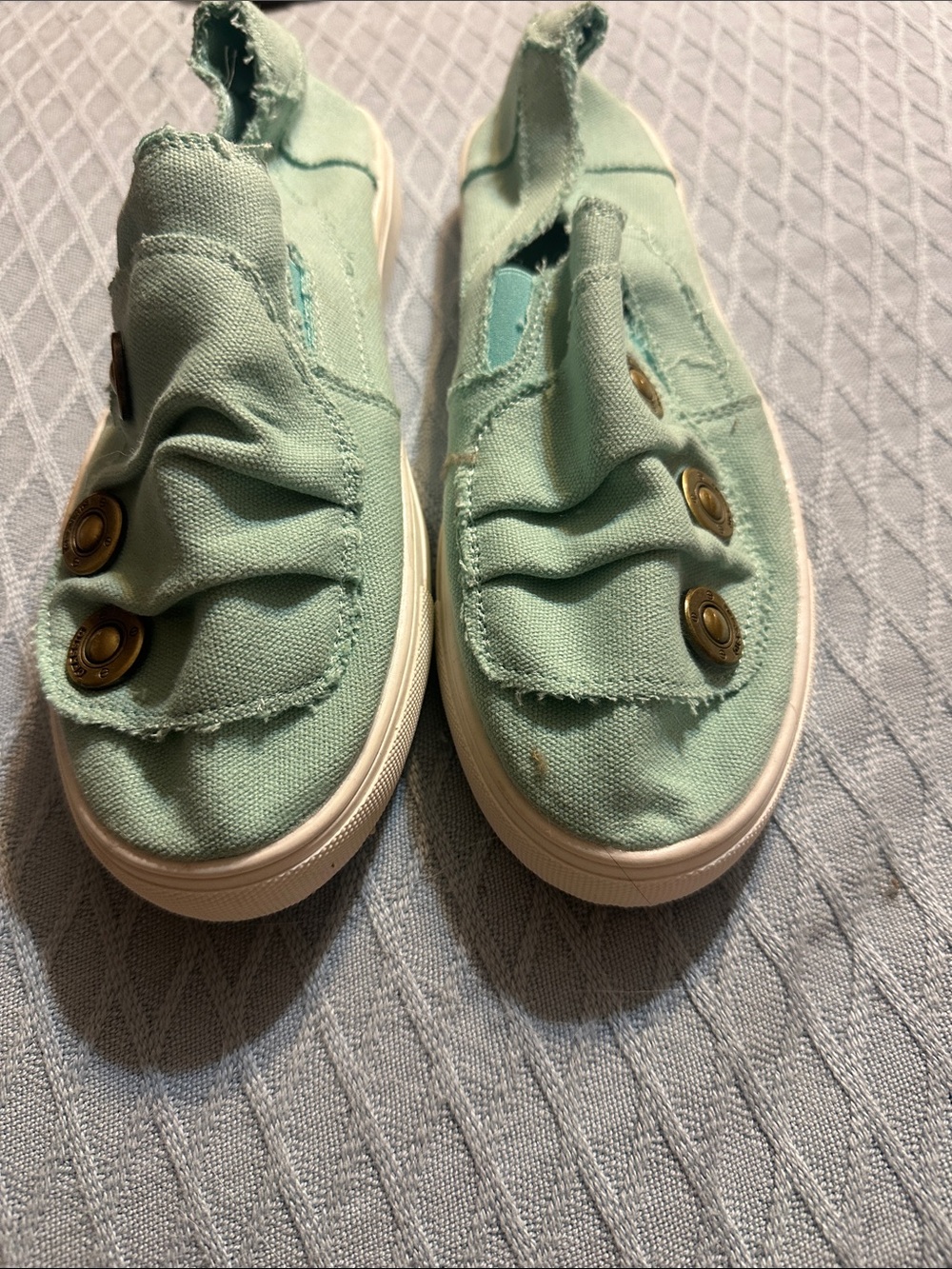 Canvas Slip-On Sneakers in Mint Green